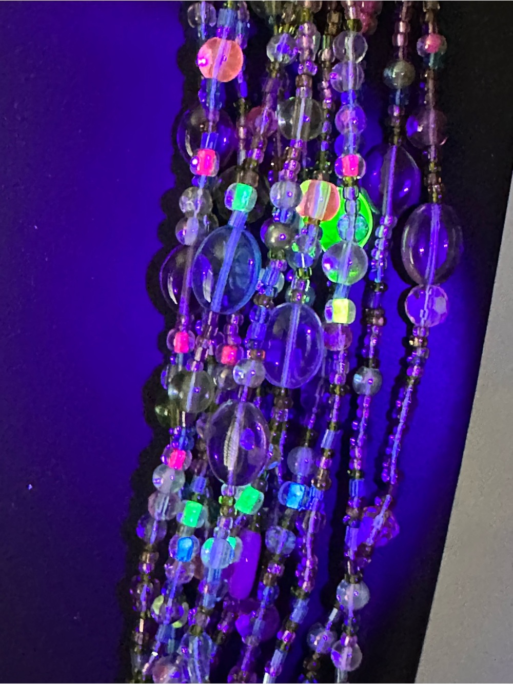 Joan Rivers Necklace Uranium Glass Pastel Czech Bead Statement Book Piece Long - Picture 13 of 14